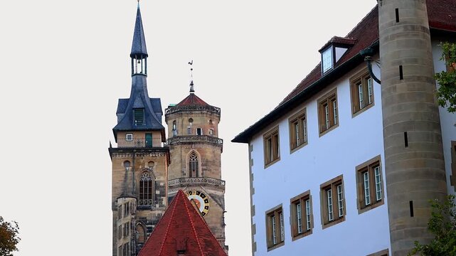 the center of stuttgart germany 4k video with a pan