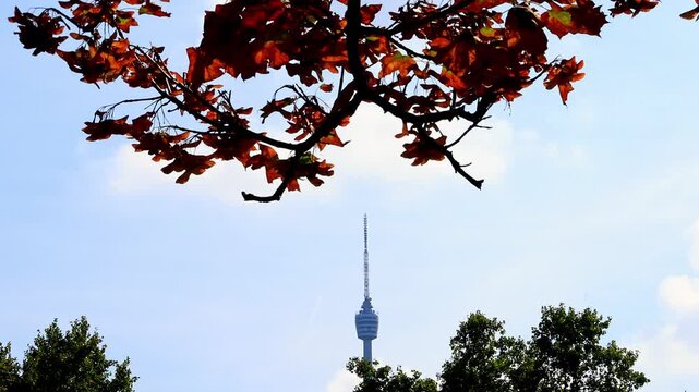 the famous tv tower of stuttgart germany 4k video