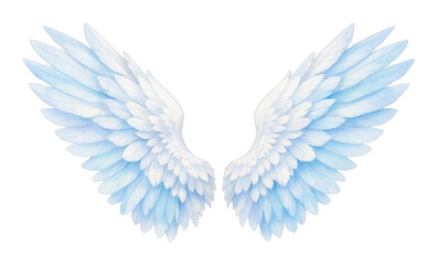 Fototapeta premium PNG Elegant blue and white angel wings illustration.