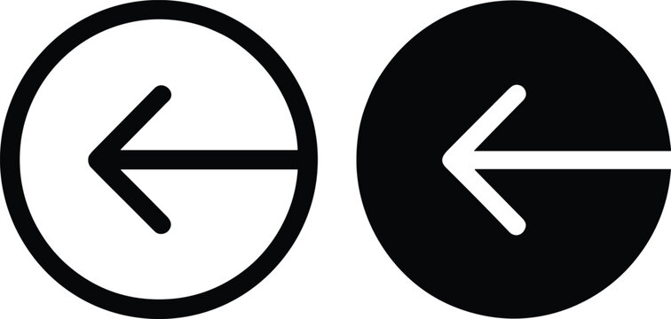 Left Arrow Icons in Circular Outline and Solid Styles