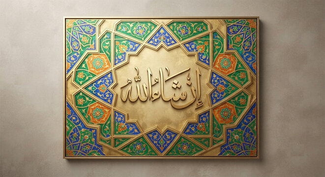 Elegant In Sha Allah Islamic Blessings Card