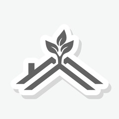 Wood roof icon sticker isolated on gray background © sljubisa