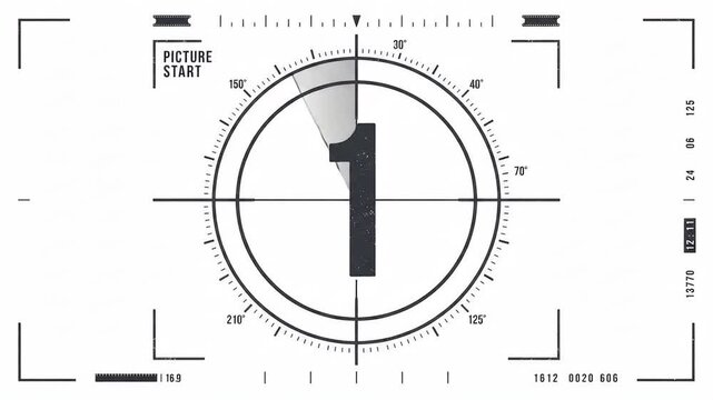 Retro film leader countdown timer with vintage texture