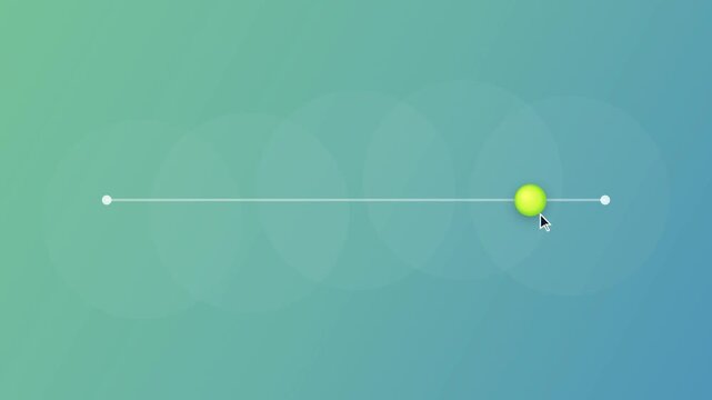 Minimalist neon slider button with glowing yellow dot on a gradient background for user interface design.