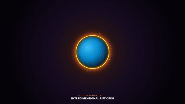 Animation of a blue glowing interdimensional portal rift opening against a dark background.