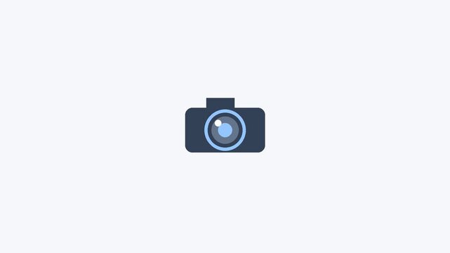 Camera icon with flashing lens animation, seamless loop