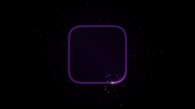 Glowing purple square with a small white arrow pointing to its corner on a black background.