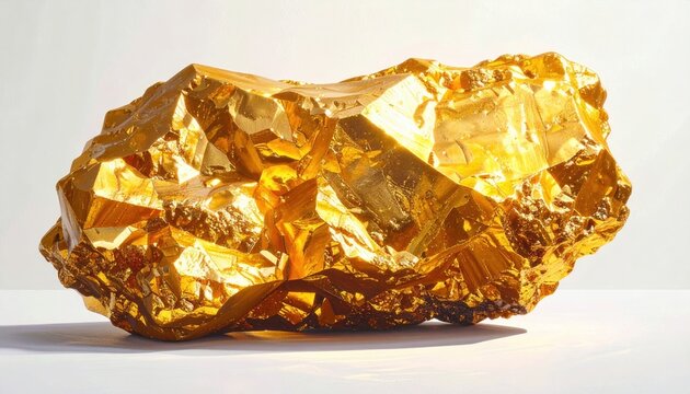 Golden nugget displayed on clean white background