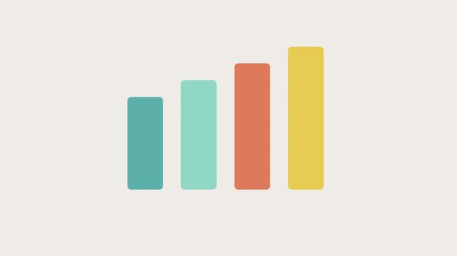 Four colorful bars rising in a growth chart animation