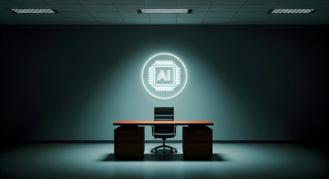 Dramatic interrogation room with a single chair under bright spotlight illumination