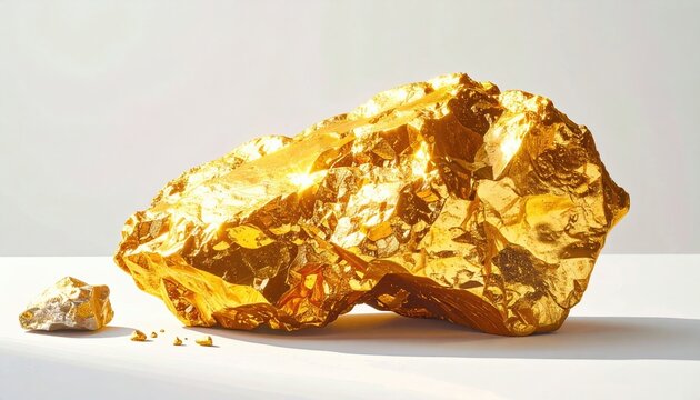 Golden nugget displayed on clean white background
