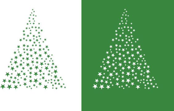 green star christmas tree vector design on white and green backgrounds