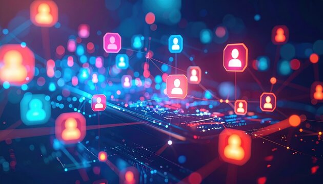 Social media communication concept with digital engagement