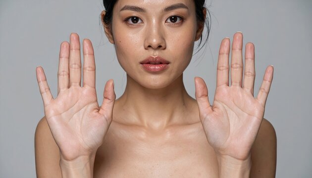 Open palm facing forward showing natural skin lines