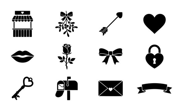 Valentine's Day Icons Set: Love, Romance, and Celebration Vector Graphics