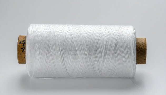 White sewing thread spool with neatly wound cotton thread