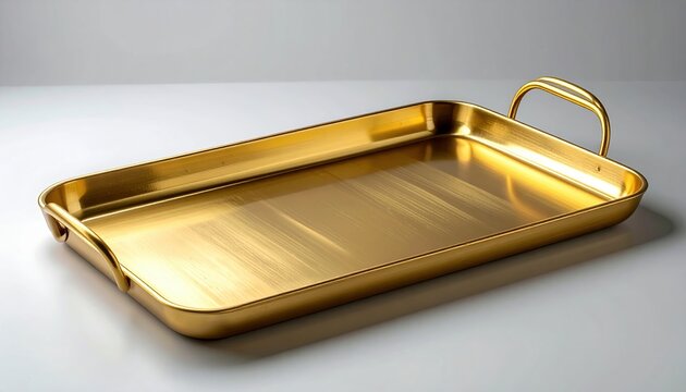 Elegant rectangular brushed gold metallic serving tray