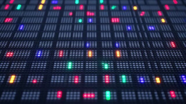 マイクロLED画面の半導体素子が多彩に変調発光するマクロ映像