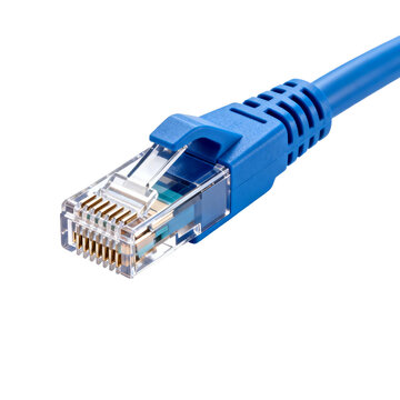 Blue Ethernet Network Cable with RJ45 Connector for Wired Connection