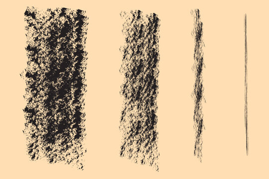 Grunge Vertical Brush Strokes Set on Beige Background.

