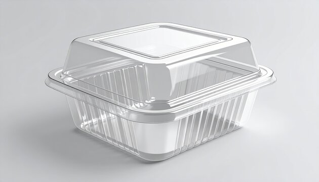 Clear plastic clamshell food container, takeaway packaging