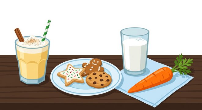 Milk cookies and carrot left out for Santa
