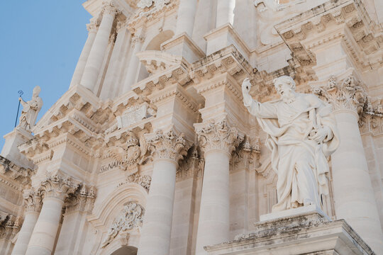Ornate baroque facade of the Syracuse Cathedral