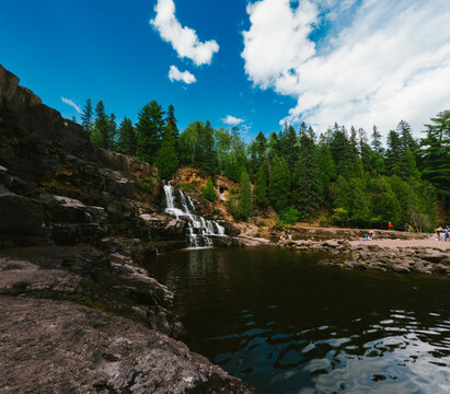 Gooseberry Falls State Park waterfall on a sunny day