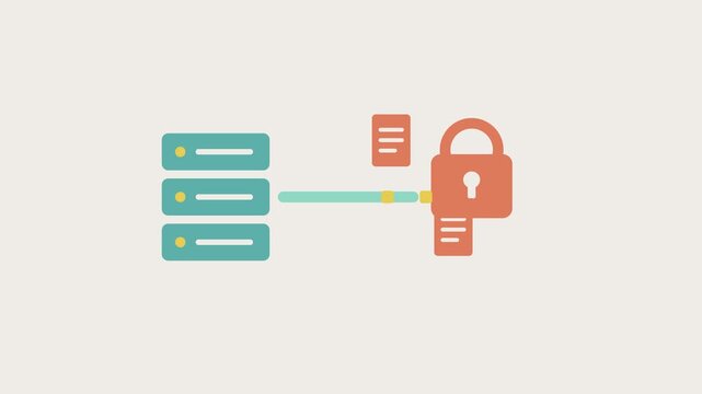 Ransomware concept with locked documents and server data