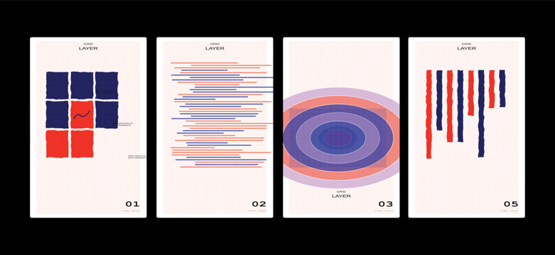 Minimalist Abstract Poster Set with Geometric Shapes, Modern Vector Art Collection for Wall Decor and Gallery Prints