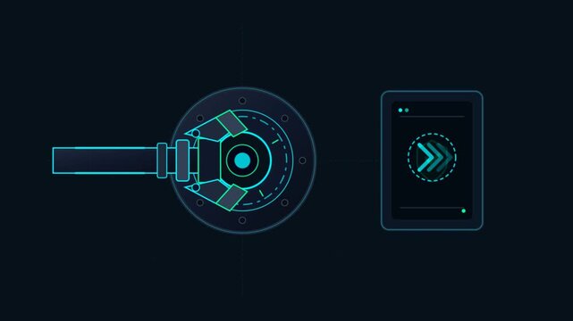 Digital interface mechanism with mechanical lever and secure status icon