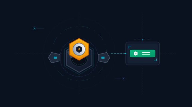 Minimalist vector interface animation featuring mechanical hexagon element