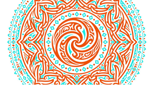 Abstract polynesian tattoo mandala vector art isolated isolated on transparent background