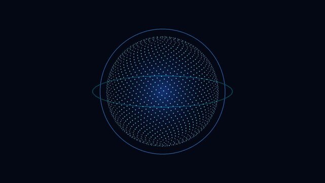 Rotating particle globe loop, digital earth network for business backgrounds