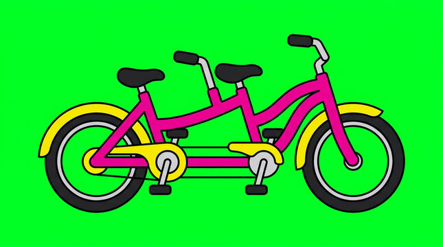 Isolated Tandem Bicycle on Green Screen