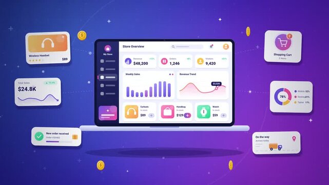 Business Analytics Dashboard with Financial Charts and Data Visualization