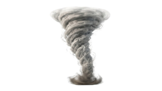 3D realistic tornado hurricane twister isolated on white background