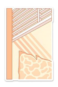 Cross section vector illustration of house wall thermal insulation layers and wooden framing structure detail diagram