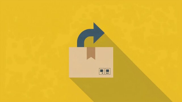 Delivery box with return arrow animation flat design