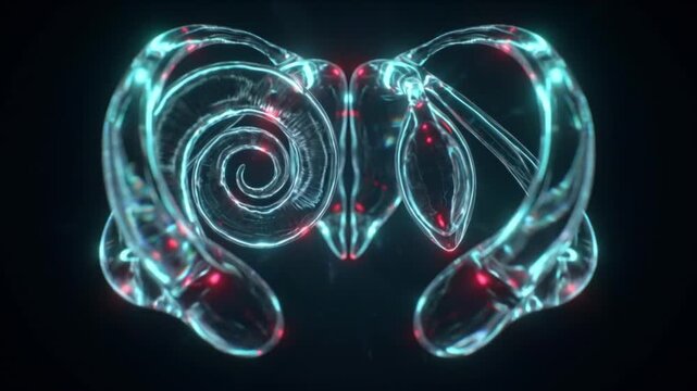 海馬と扁桃体の大脳辺縁系複合体の生体蛍光を可視化した医療CG背景映像