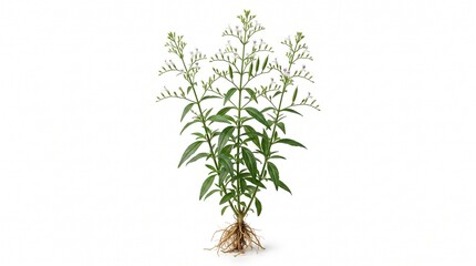 Naklejka premium Kalmegh Andrographis Paniculata Whole Medicinal Plant with White Flowers, Ayurvedic Medicine Herb Isolated on White Background