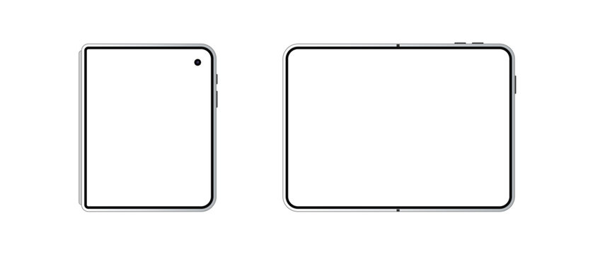 Detailed Folded New Mobile Phone Mockup. Foldable Smartphone Screen Vector Illustration