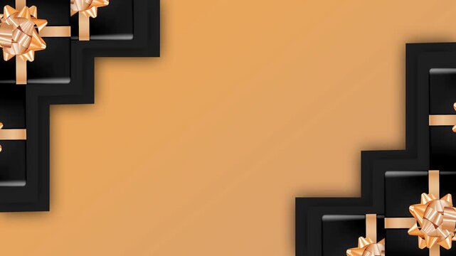 Black Friday Cyber Monday Luxury Gift Boxes Background Frame for Holiday Sale Promotion.