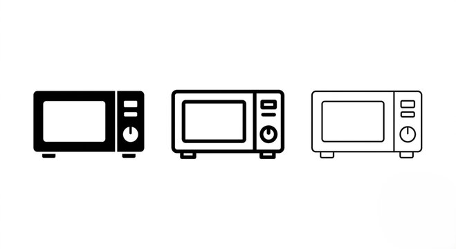 Concept of -Microwave oven solid glyph icon for kitchen appliance. Illustration & vector icons.
