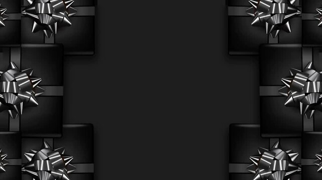 Black Friday and Cyber Monday Luxury Gift Boxes Border Background.