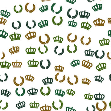 Seamless pattern of crowns and laurel wreaths