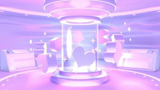 Neon sci-fi heart space animation. (loop)