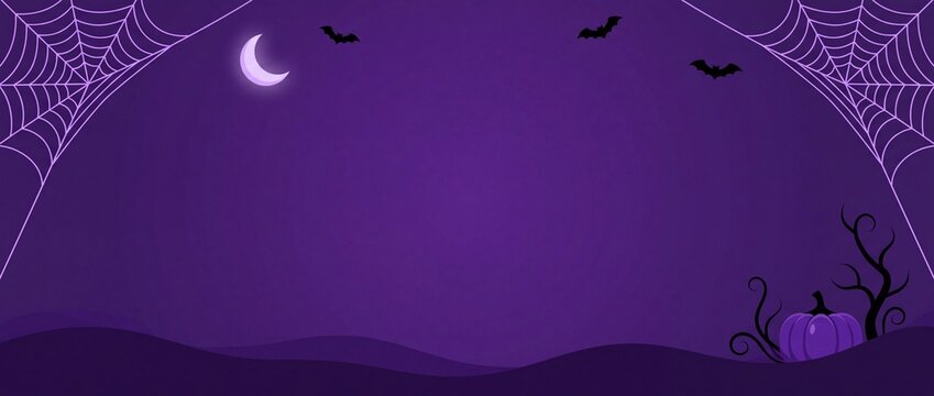 Halloween background, spooky halloween night background with moon, bats, spiderwebs, and pumpkin