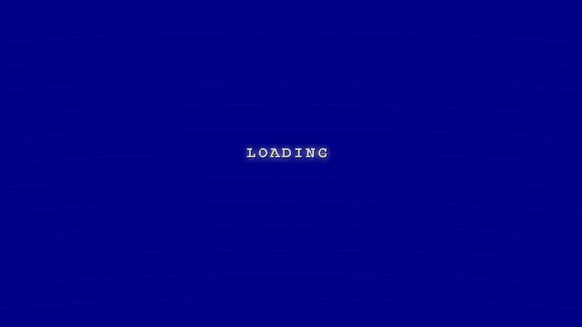 A digital screen interface displays a blue surface with white text showing the word loading to indicate that the system is currently processing information while users wait for the content to