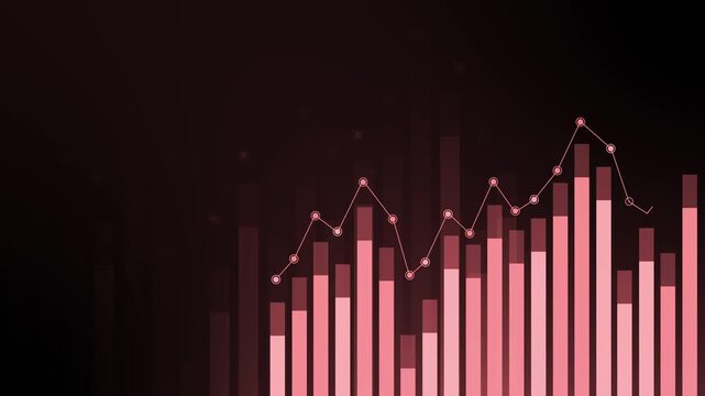 Abstract chart with bar graph and line graph showing business data trend animation